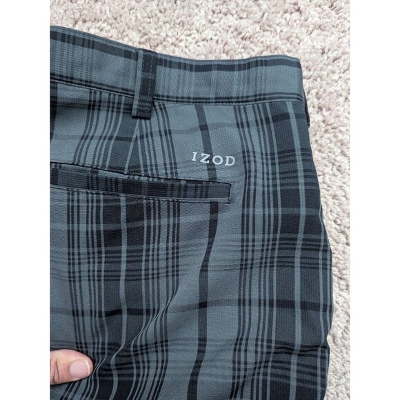 Mens Izod Plaid Flat-Front Golf Shorts Size 38 Gray & Black Preppy-lp1 - Picture 10 of 10